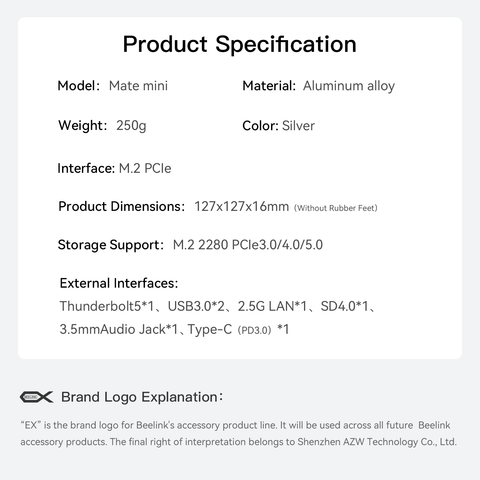 Beelink Mate mini 80Gbps Thunderbolt 5 Dock for Mac mini M4