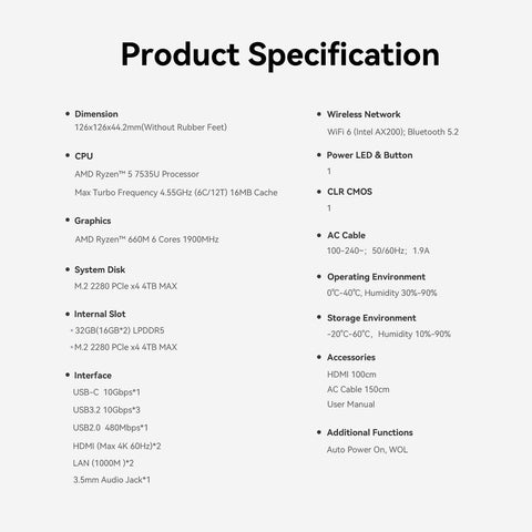 Beelink EQR7 AMD Ryzen 7535U / 7735U