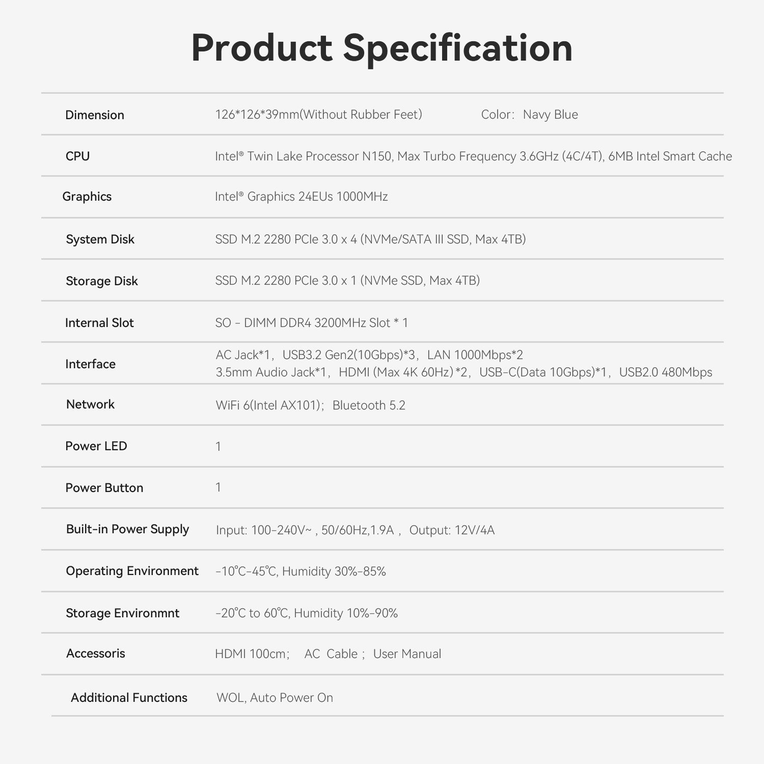 Beelink EQ14 Intel® Twin Lake N150