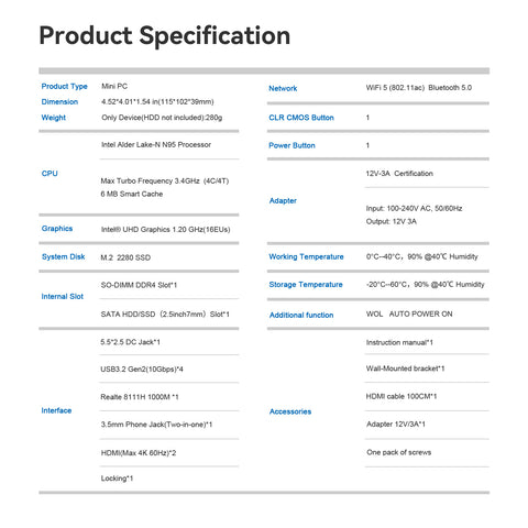 Beelink MINI S12 Intel® Alder Lake-N N95