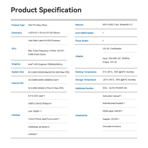 Beelink MINI S12 Pro Intel® Alder Lake N100