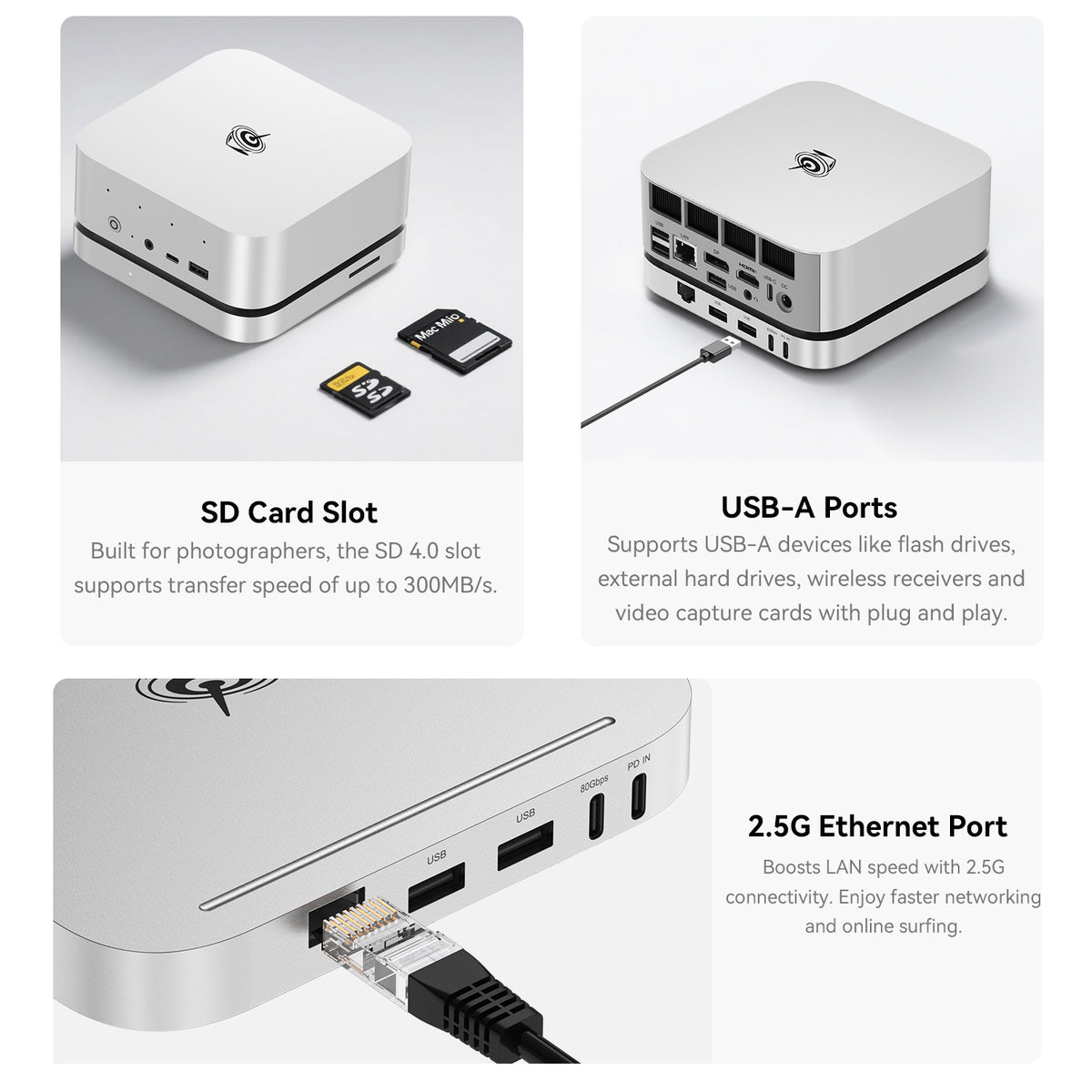 Base Beelink Mate SE de 80 Gbps para SER8, SER9 Pro/Max y SER10 Max