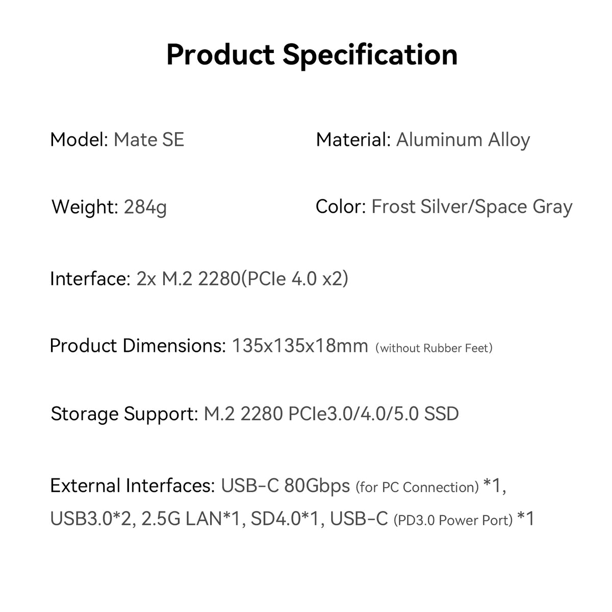 Base Beelink Mate SE de 80 Gbps para SER8, SER9 Pro/Max y SER10 Max