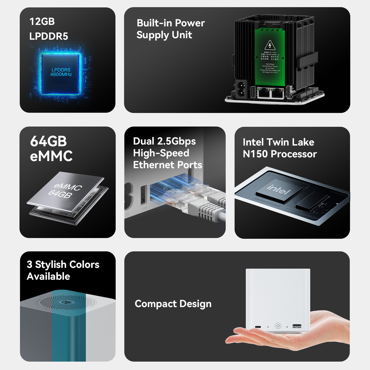 Beelink ME mini Mini PC NAS de almacenamiento doméstico de 6 ranuras