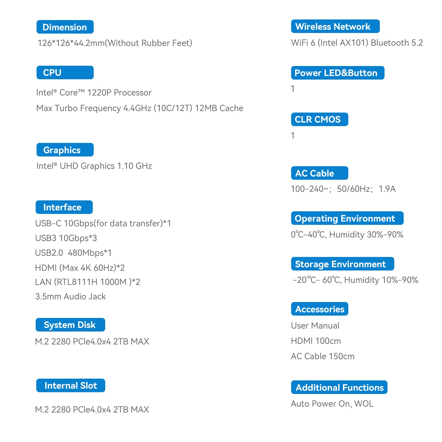 Beelink EQi12 Intel® Core 1220P /12450H /12650H