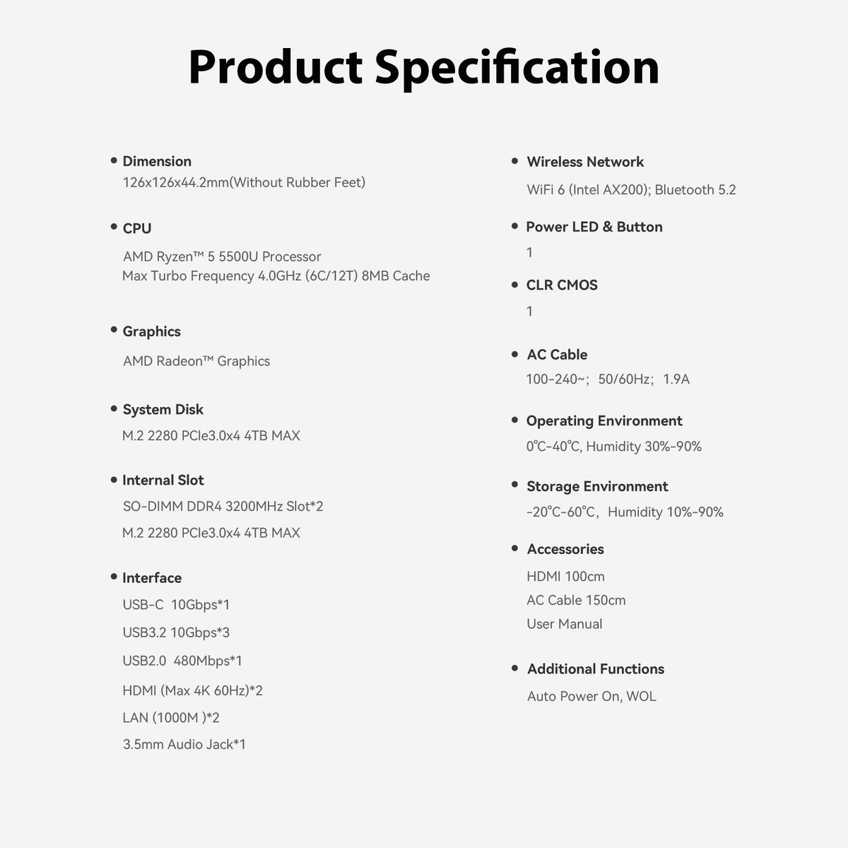 Beelink EQR5 AMD Ryzen™ 5 5500U/7330U