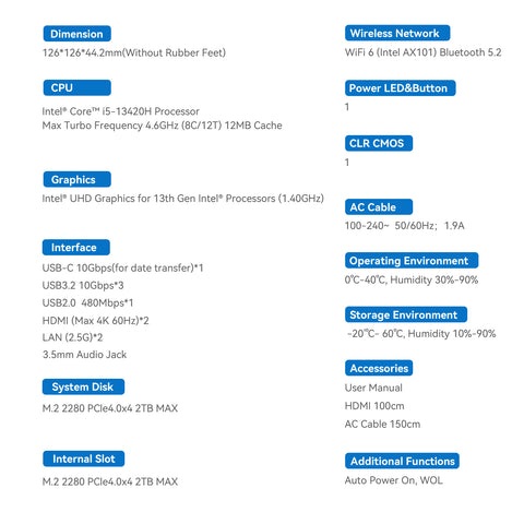 Beelink EQi13 Intel® Core™ 13420H