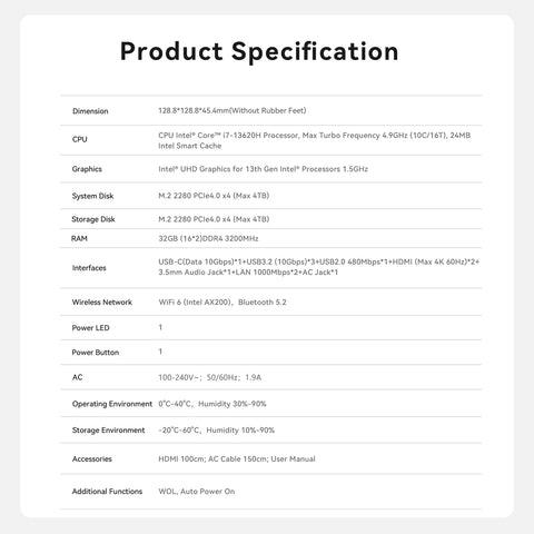 Beelink EQi13 Pro Intel® Core™ 13500H/13620H Processor