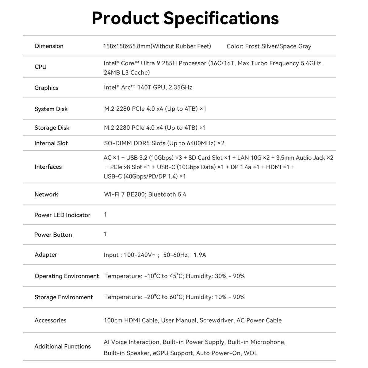Beelink GTi15 Ultra Intel® Core™ Ultra 9 285H