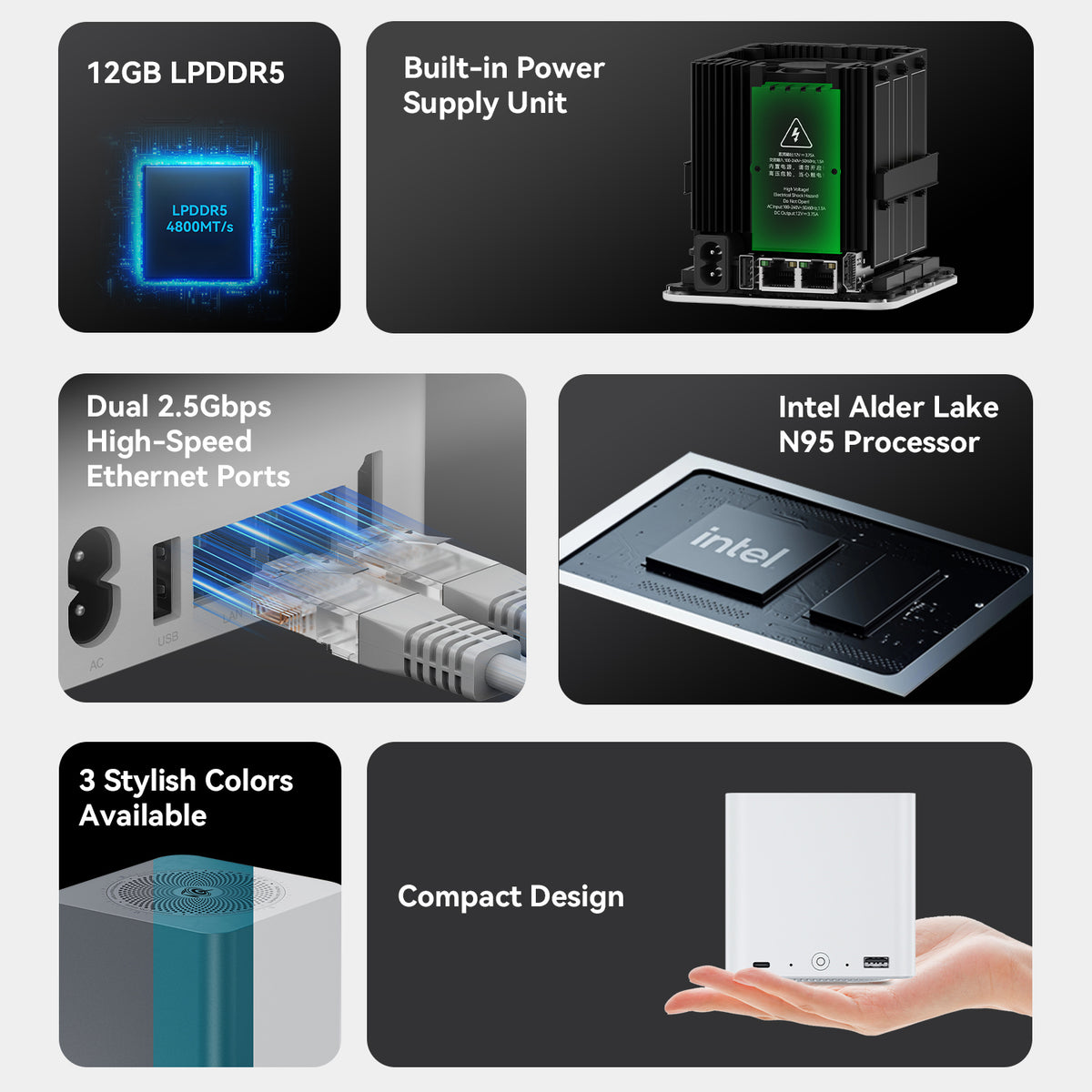Beelink ME mini Mini PC NAS de almacenamiento doméstico de 6 ranuras