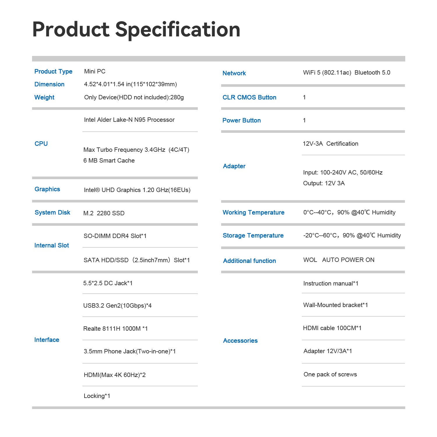 Beelink MINI S12 Intel® Alder Lake-N N95