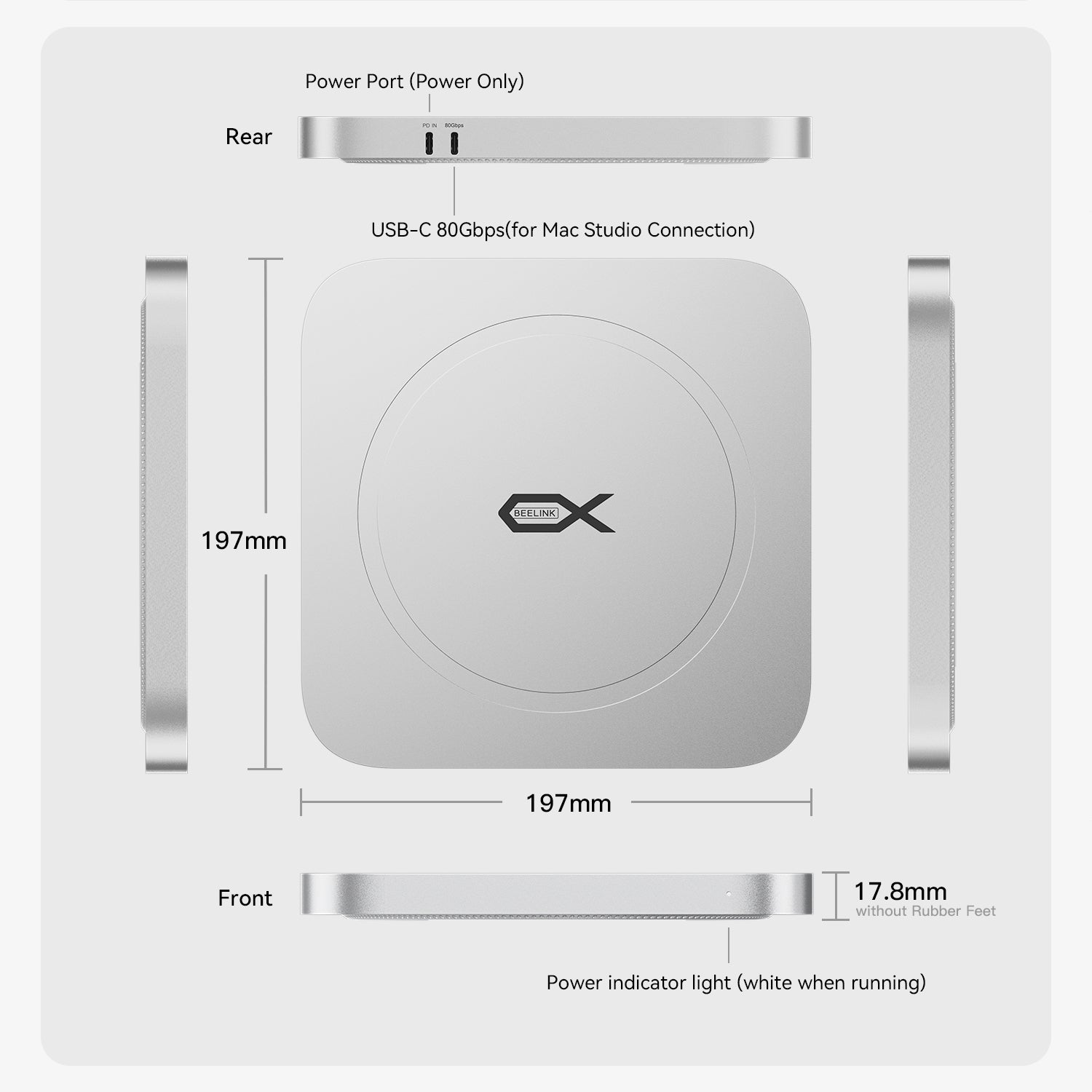Beelink Mate Studio 80Gbps SSD-Gehäuse für Mac Studio