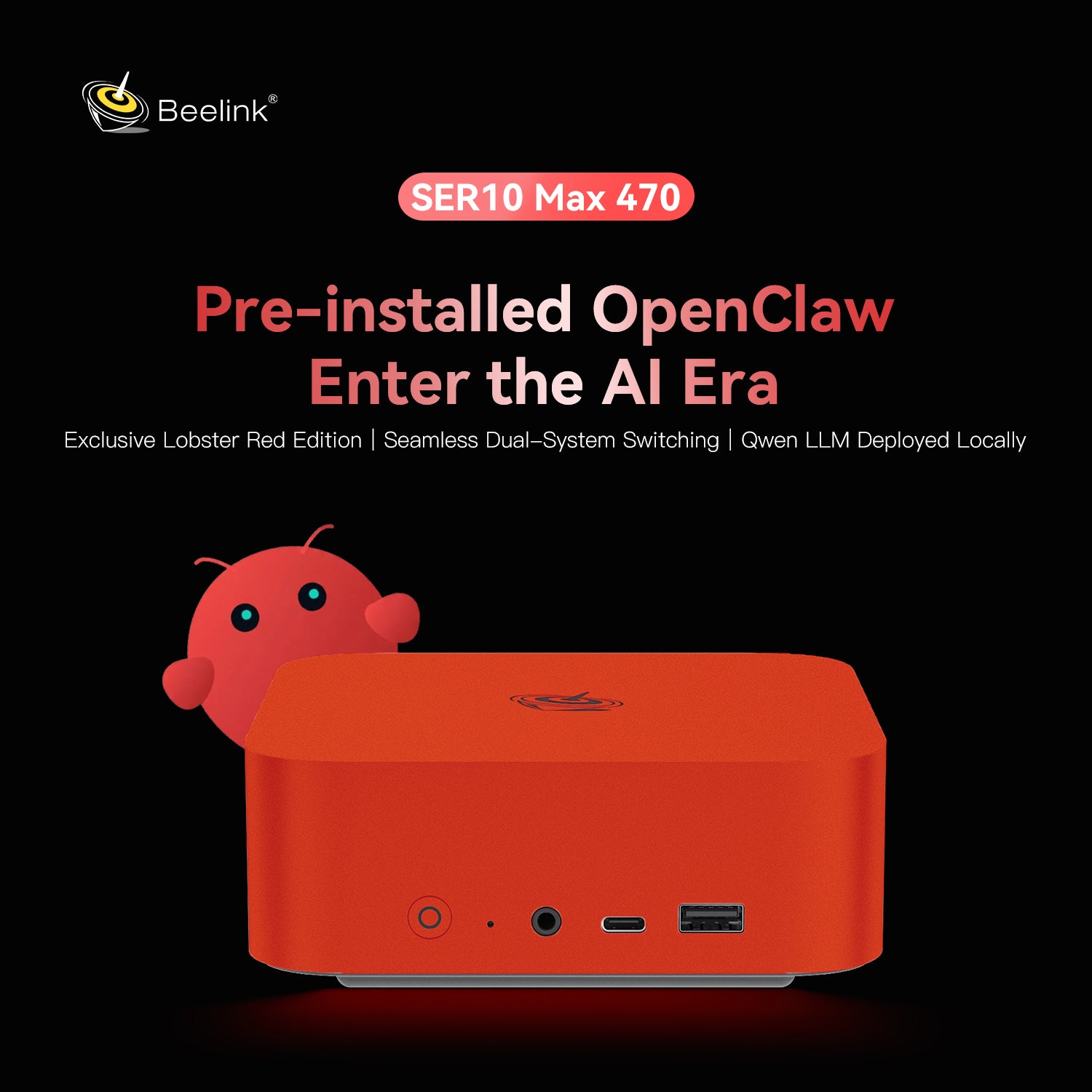 Beelink SER10 MAX AMD Pro Ryzen™ AI 9 HX 470 (OpenClaw & Local LLM Pre-installed)