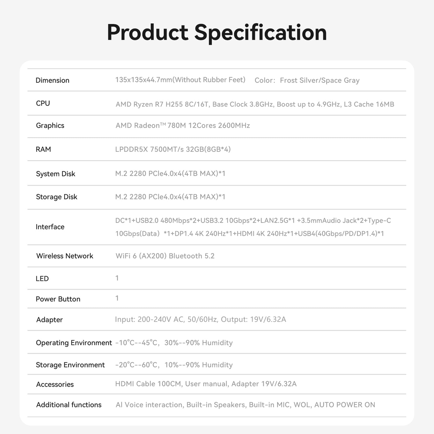 Beelink SER9 Pro AMD Ryzen™ 7 H 255
