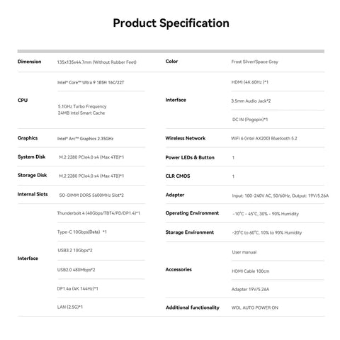 Beelink SEi14 Intel® Core™ UItra 9 185H